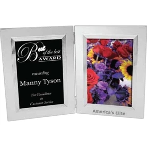Duet - Double Photo Frame Made Of Silvertone Aluminum, Holds 5" X 7" Image