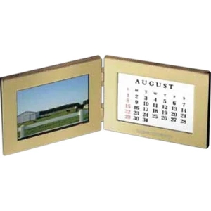Belmont - Double Goldtone Aluminum Frame With 7 Perpetual Calendar Cards, Holds 6" X 4" Image