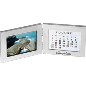 Belmont - Silver Aluminum Double Frame With 7 Perpetual Calendar Cards, Holds 6" X 4" Image