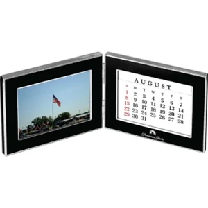 Belmont Ebony - Double Aluminum Frame With 7 Perpetual Calendar Cards, Holds 6 X 4 Image