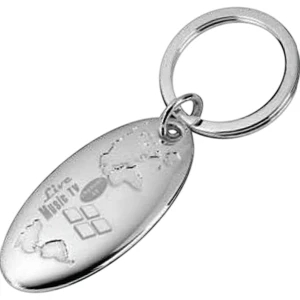 Worldwide - Polished Silver-plated Zinc Alloy Worldwide Keytag With Pouch