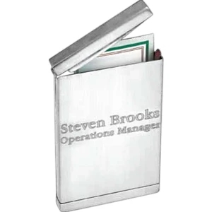 Sherwood - Brushed Silver-plated Zinc Alloy Card Case/flip Top With Pouch
