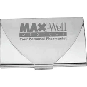 Continental - Brushed/polished Silver-plated Zinc Alloy Card Case, 3 5/8" X 2 3/8" X 1/4"