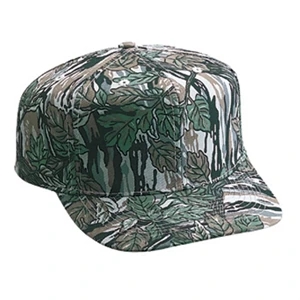 Structured Six Panel Cotton Twill Pro Style Camouflage Cap With Plastic Snap. Blank