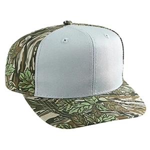 Two Tone Six Panel Cotton Twill Pro Style Camouflage Cap With Plain Front. Blank