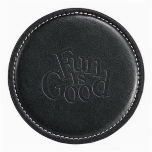 Achiever - Single Coaster Made From Luxurious Bonded Leather. 4 1/4" Diameter