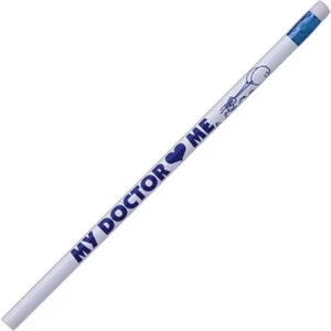 2 Colors - Doctor Theme Round Barrel #2 Core Pencil With Blue Ferrule And White Eraser