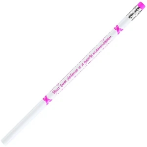 2 Colors - Pink Eraser - White - Breast Cancer Awareness Theme Pencil With Round Barrel And #2 Core