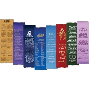The Books Of The Bible - Pinked Edged Ribbon Bookmark With Stock Inspirational Sayings