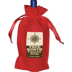 Vineyard Collection - Non-woven One Bottle Wine Bag With Ribbon Drawstring With 1 1/2" Gusset
