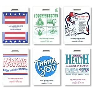 Fire Safety Tips - Single Wall Stock Design Grab Bags With Die-cut Handle, 2.0 Mil. Plastic