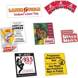 5 Or Less Square Inches - One Color - Yellow - Permanent Adhesive Square Corner Custom Sized Decal