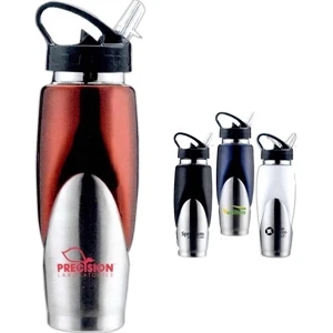 The Splash - Modern Two Tone Stainless Steel Water Bottle With Sport Spout, 24 Oz