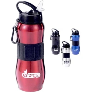 The Super Size - Easy Grip Stainless Steel Sport Bottle With Spout And Carabiner, 25 Oz
