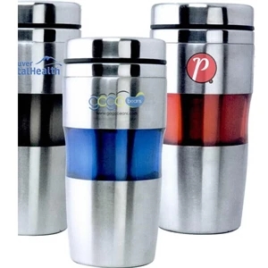 The Aroma - Blue - Stainless Steel Tumbler With Translucent Comfort Grip, 16 Oz