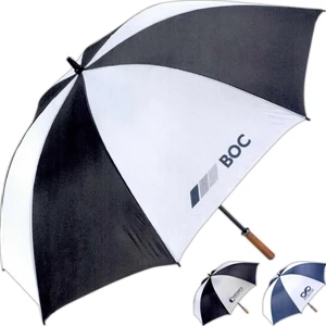 The Value Add - Two Tone Ultra Lightweight Umbrella With A Wooden Handle