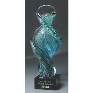 Artisan Glass - Spiral Glass Award On Black Glass Base. Exclusive Design