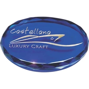 Aberdeen Collection - Blue Crystal Paperweight. Includes Silver Or Gold Color Fill. New!