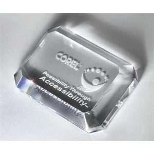 Prestigious Paperweights - 4" X 2 3/4" - Optic Crystal Paperweight. 3/4" Thick