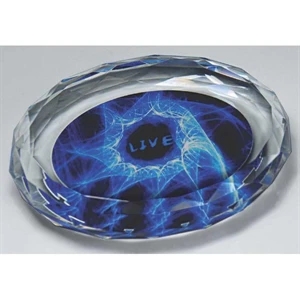 Full Color Paperweights - Optic Crystal Oval Paperweight With Digi-color. 3/4" Thick
