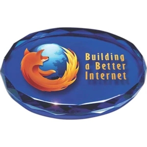 Full Color Paperweights - Blue Crystal Paperweight With Digi-color. New!