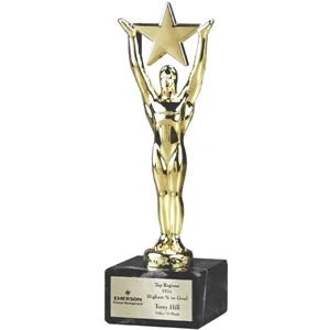 Lustrous Stars - Star Man Trophy On Genuine Italian Marble Base. Lustrous Stars