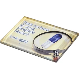 Lucite Paperweight & Desk Item - 4" X 2 1/2" X 3/8" - Beveled Paperweight. Ideal Meeting Memento