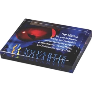 Lucite Paperweight & Desk Item - Thick Beveled Paperweight. 3/4" Thick. Ideal Meeting Mementos