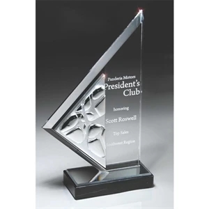 Gemini Collection - Beveled Lucite With A Highly Reflective Pebble Surface On Marble Base. New!
