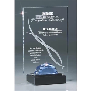 Crystal Gemstone Elegance - 5" X 8" - Award With Glass Gemstone & Marble Base