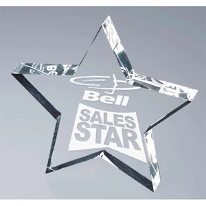 Stock Laser Engraved Paperweights - 1-5 Quantity - Lasered Star Shape Award