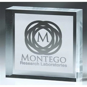 Frost Effect Paperweights - 1-5 Quantity - 3" X 3" - Reverse Laser-frost Block Paperweight. New!