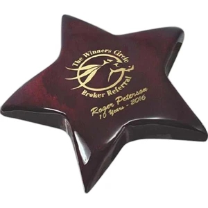 Desk Essentials - Rosewood Piano Wood Paperweight. Includes Gold Color-fill