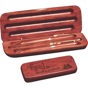 Desk Essentials - Rosewood Pen, Pencil And Case Set, Without Letter Opener. (not Shown)