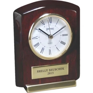 Rosewood Collection - Wood Clock Award. Roman Numeral Clock With Piano Lacquer Finish