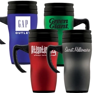 Soft Touch 16 Oz. Travel Mug With Thumb Slide Lid. Tumbler Also Available