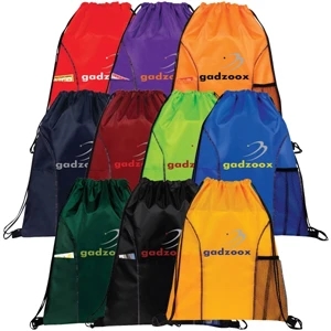 Vernon - Nylon Drawstring Backpack With Mesh Pocket And Solid Slit Pocket