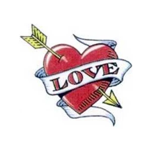 Temporary Tattoos (tm) - Stock, Non Toxic, Hypoallergenic 2" X 2" Valentine Heart With "love" Tattoo