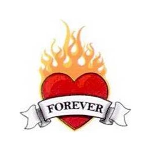 Temporary Tattoos (tm) - Stock, Non Toxic, Hypoallergenic Flaming Heart With Forever Tattoo, Fda Certified