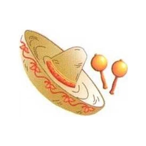 Temporary Tattoos (tm) - Stock, Non Toxic, Hypoallergenic Sombrero With Maracas Tattoo