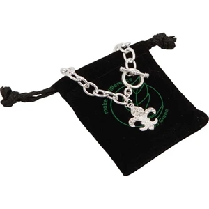 Bret Roberts (tm) Fleur De Lys - Necklace With Designer Styling, Silver Plated Links And Egyptian-style Toggle Clasp