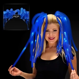 Mesh Blue Noodles, Ribbons Lit Up, Leds Attached To Imprinted Headband, 60 Day