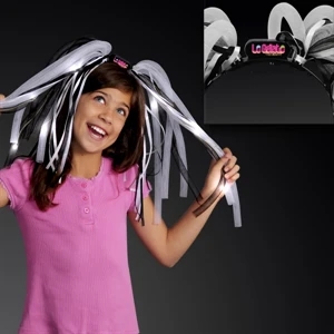 Black And White Noodles, Ribbons Lit Up With Leds Attached To Imprinted Headband
