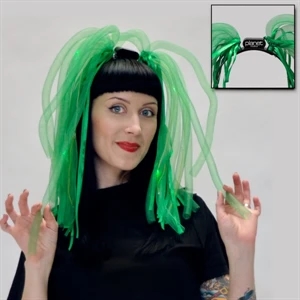 Mesh Green Noodles, Ribbons Lit Up, Leds Attached To Imprinted Headband, 60 Day