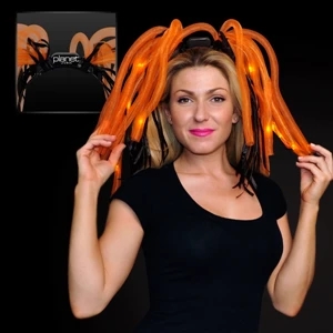 Mesh Orange Noodles, Ribbons Lit Up With Leds Attached To Headband, 60 Day