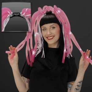 Mesh Pink Noodles, Ribbons Lit Up, Leds Attached To Imprinted Headband, 60 Day