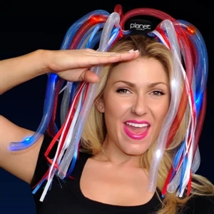 Mesh Rwb Noodles, Ribbons Lit Up With Leds Attached To Imprinted Headband, 60 Day