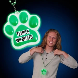 Paw Print Charm With Logo Imprint With 3 Light Settings And Beaded Necklace, 5 Day