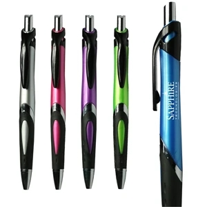 Venus - Ballpoint Pen With Bright Colored Barrel And Silver Accents And Rubber Comfort Grip