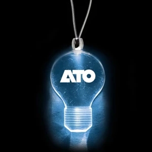 High Quality, Light Bulb Shape Blue Light-up Acrylic Pendant On A 24" Necklace